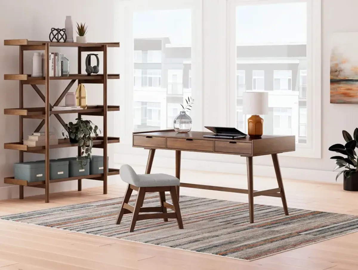 Lyncott - 3 Pc. - Home Office Desk, Chair, Bookcase - Brown