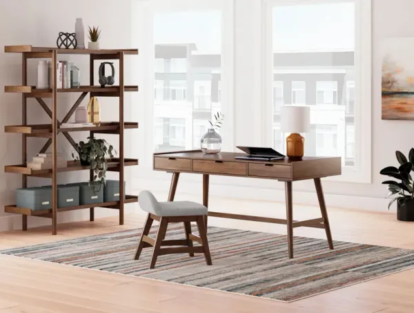 Lyncott - 3 Pc. - Home Office Desk, Chair, Bookcase - Brown