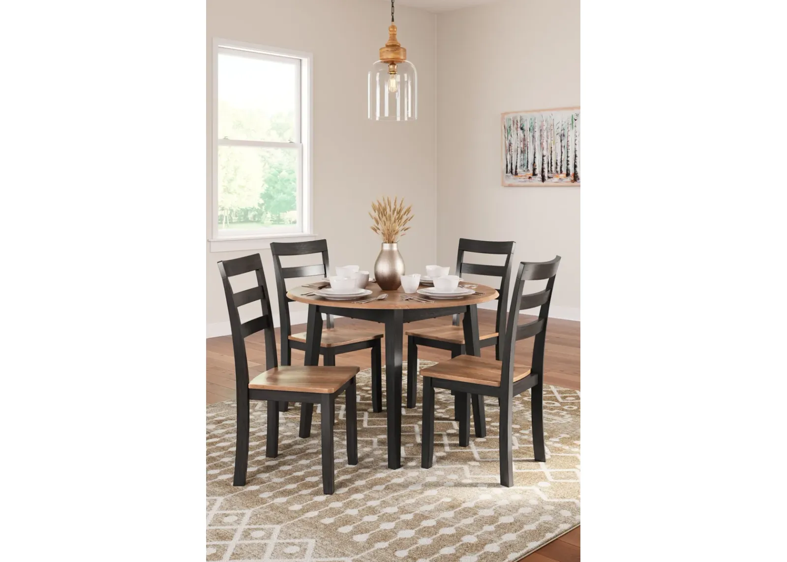 Gesthaven - Round Dining Room Drop Leaf Table Set