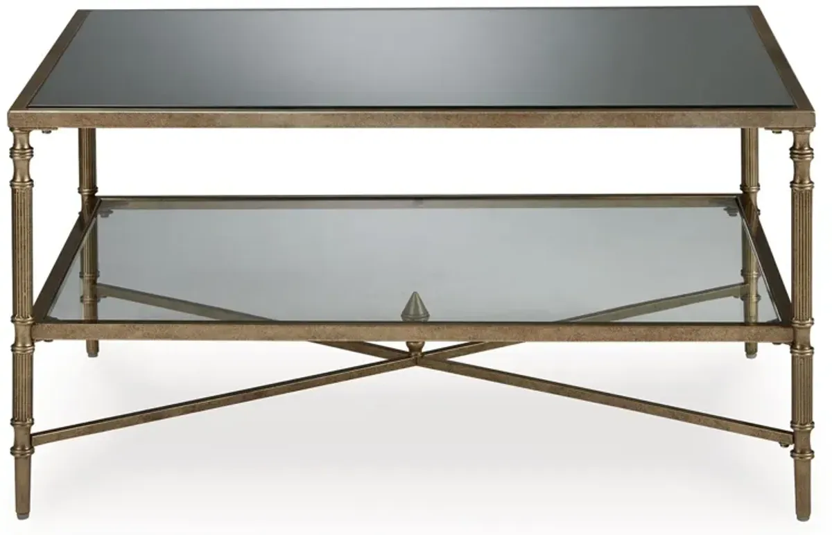 Cloverty - Aged Gold Finish - Rectangular Cocktail Table