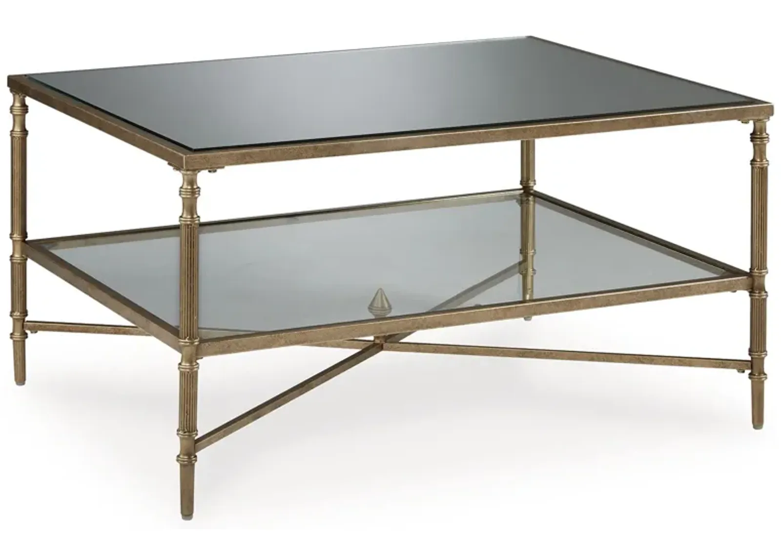 Cloverty - Aged Gold Finish - Rectangular Cocktail Table