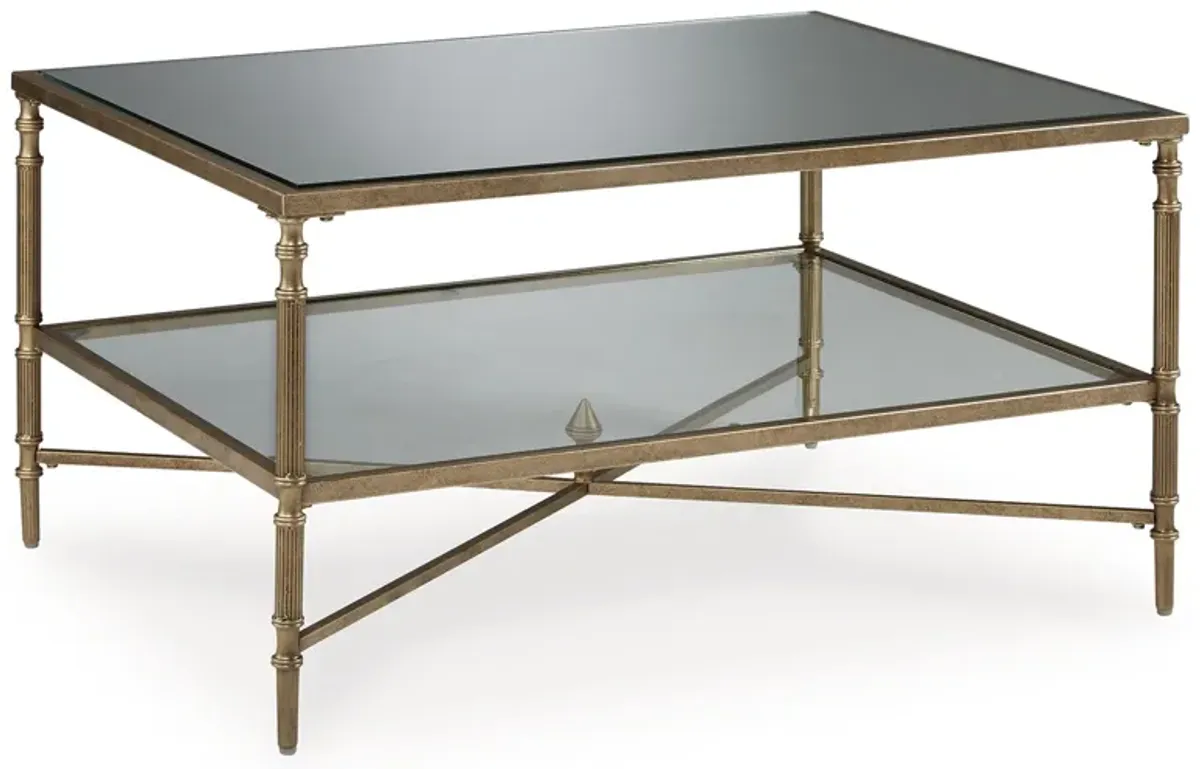 Cloverty - Aged Gold Finish - Rectangular Cocktail Table