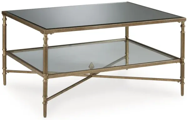 Cloverty - Rectangular Cocktail Table - Aged Gold Finish