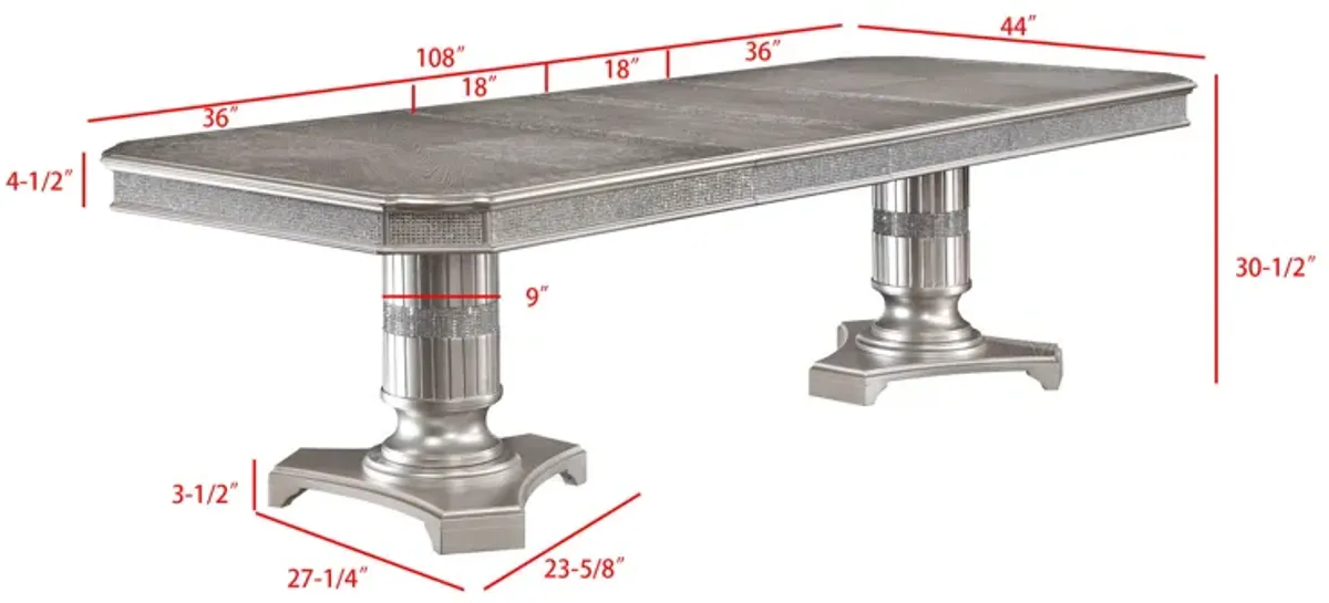 Klina - Dining Table Top (2 X 18 Leaf) - Silver