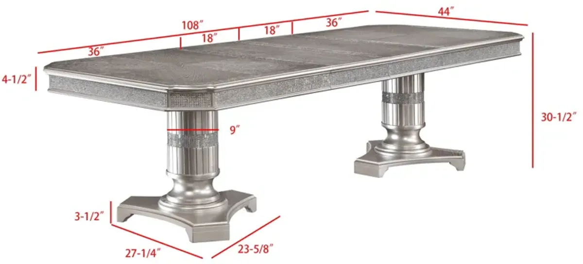 Klina - Dining Table Pedestal - Silver