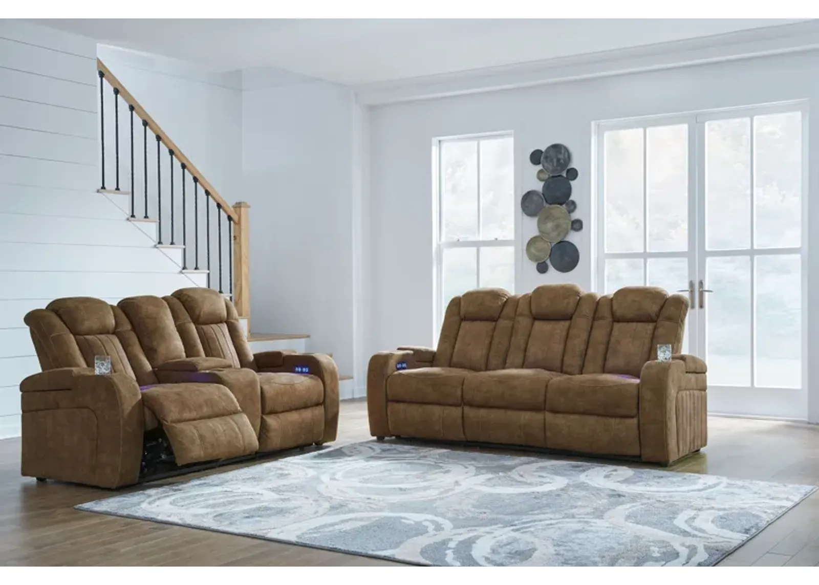 Wolfridge - Brindle - 2 Pc. - Power Reclining Sofa, Power Reclining Loveseat With Console