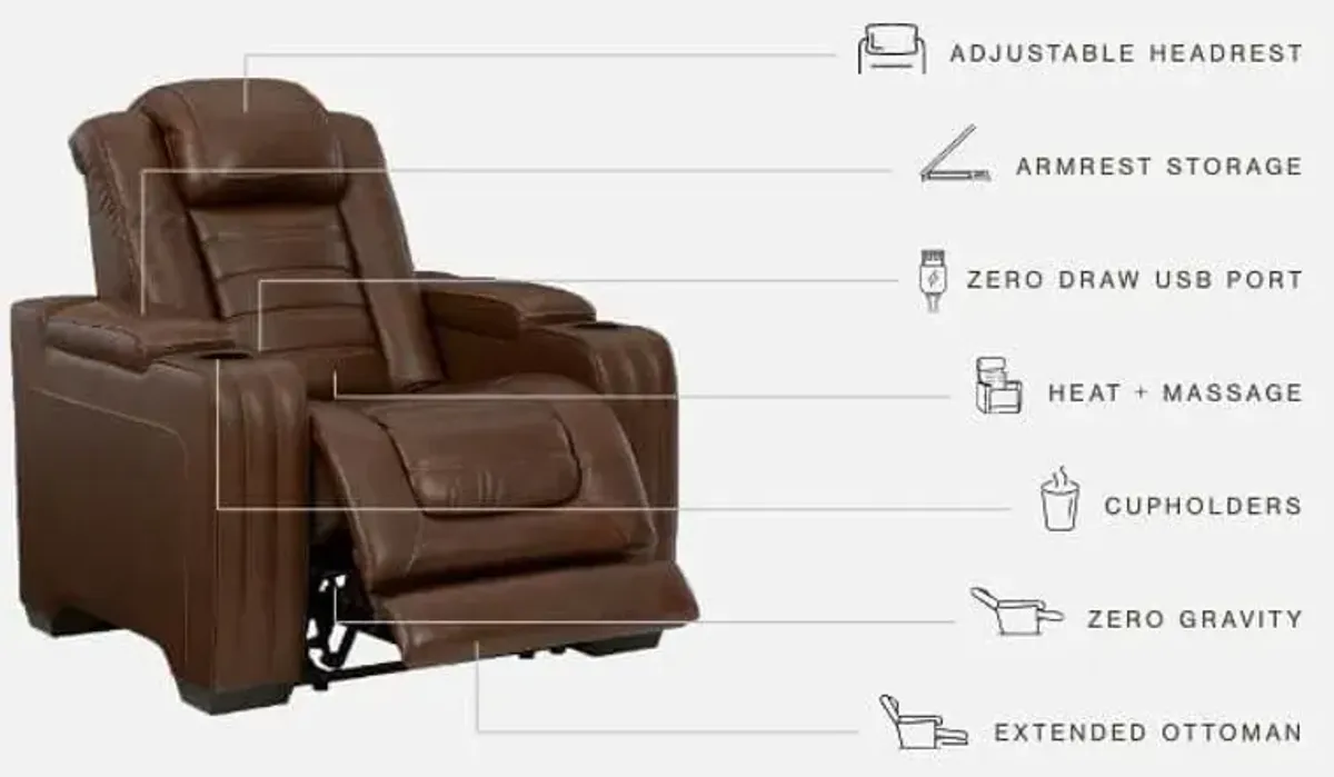 Backtrack - Chocolate - Pwr Recliner/Adj Headrest