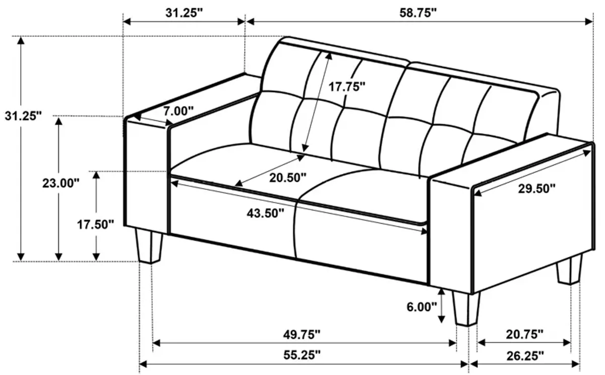 Deerhurst - Upholstered Tufted Track Arm Sofa Set