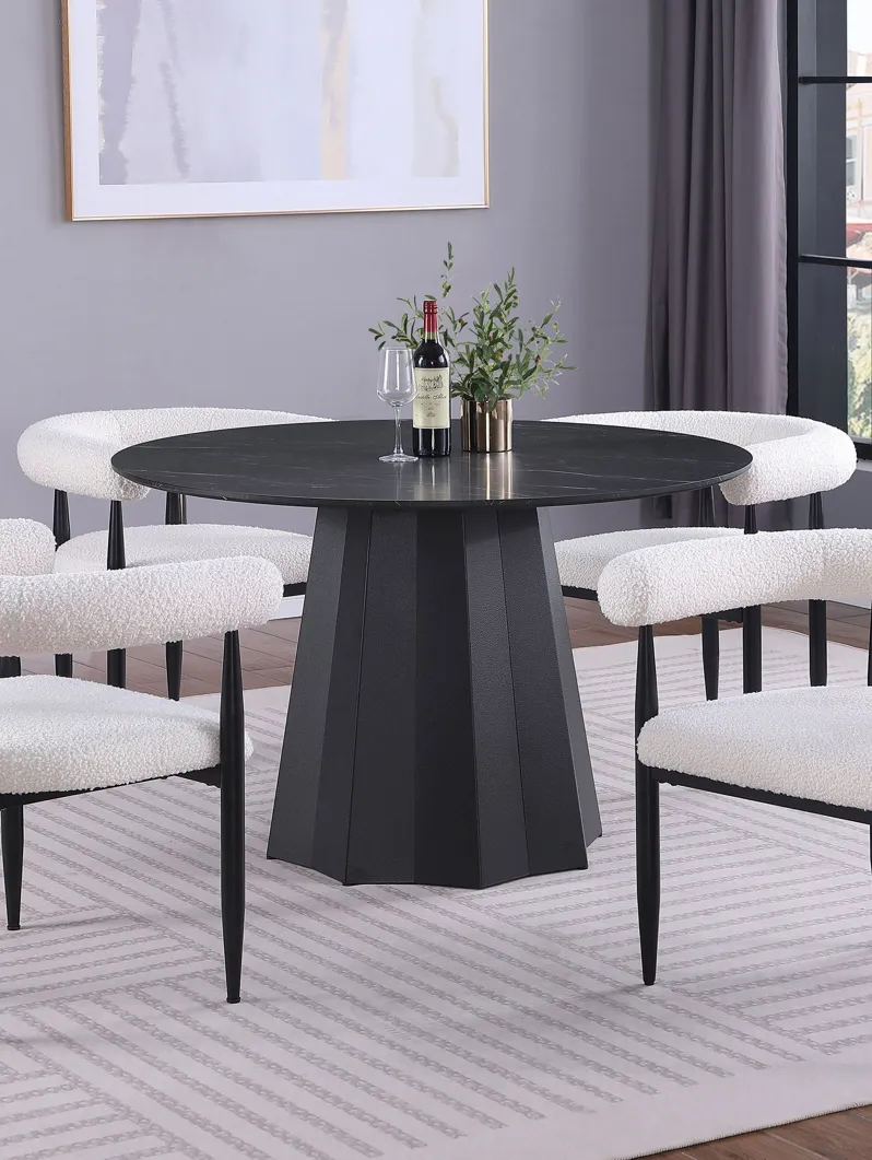 Camden - Round 48" Faux Marble Top Dining Table - Black