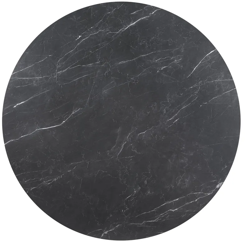 Camden - Round 48" Faux Marble Top Dining Table - Black