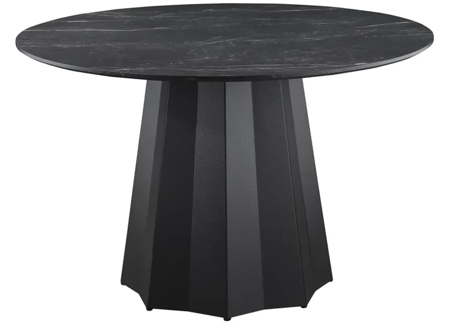 Camden - Round 48" Faux Marble Top Dining Table - Black