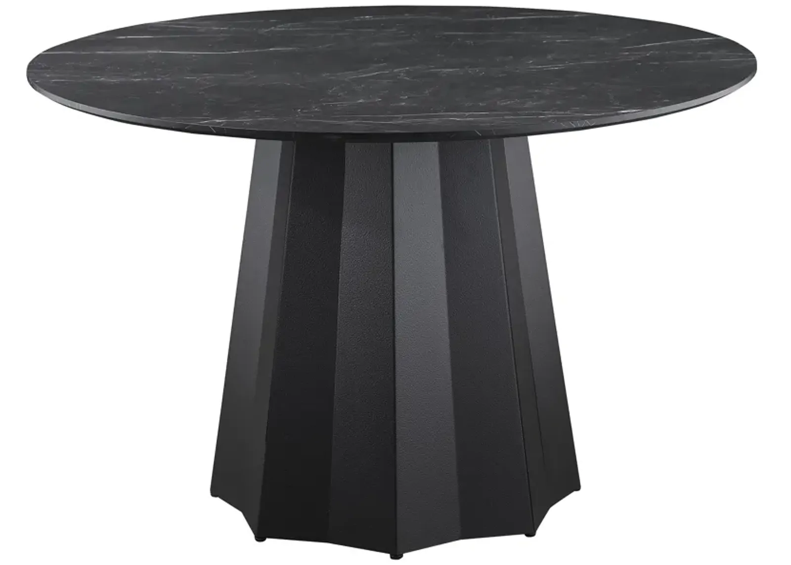 Camden - Round Faux Marble Top Dining Table - Black