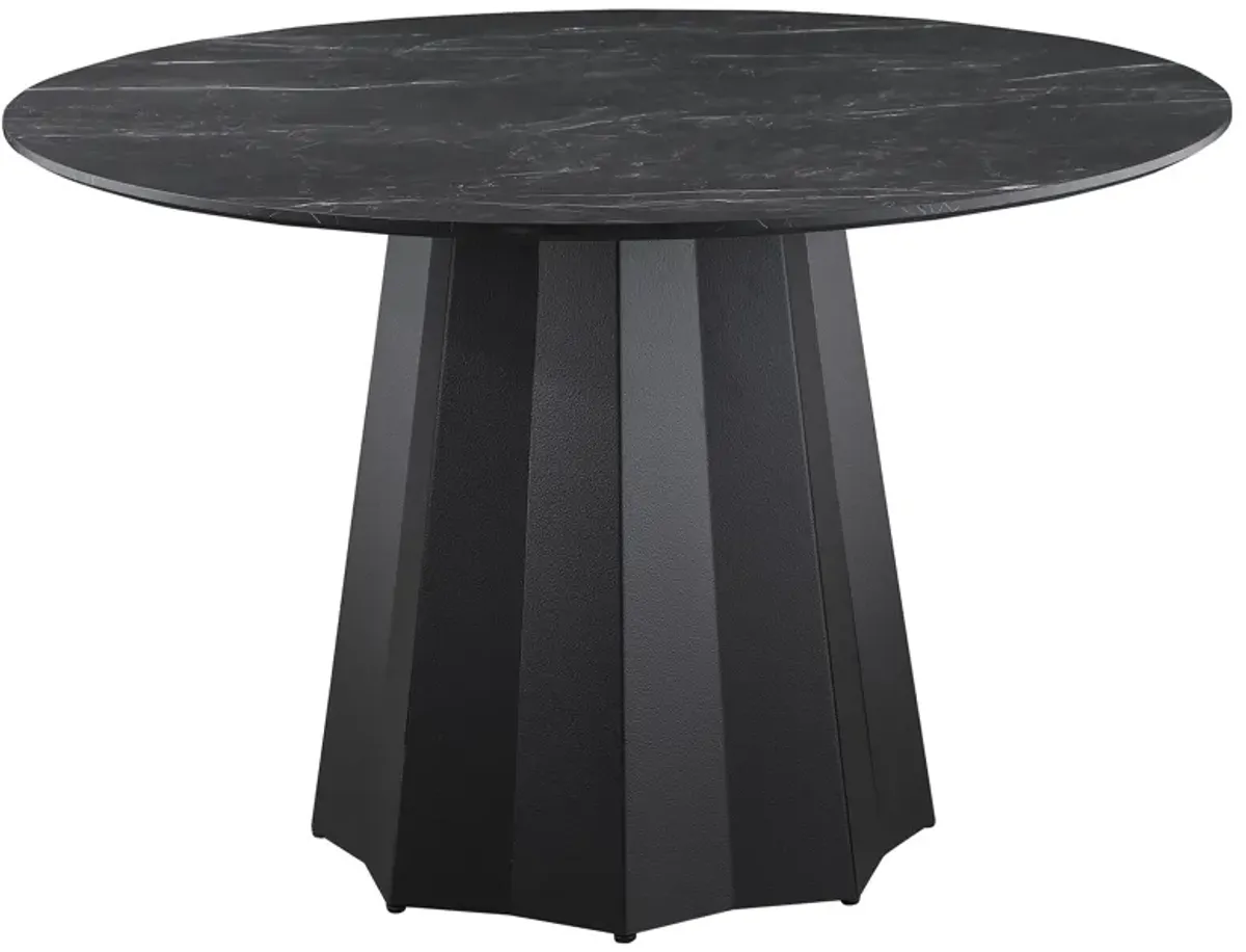 Camden - Round Faux Marble Top Dining Table - Black