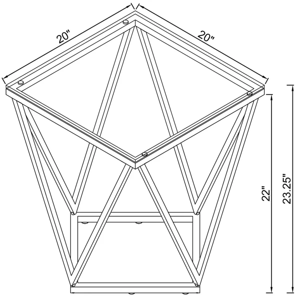 Brittania - Square Glass Top Geometric End Table - Nickel