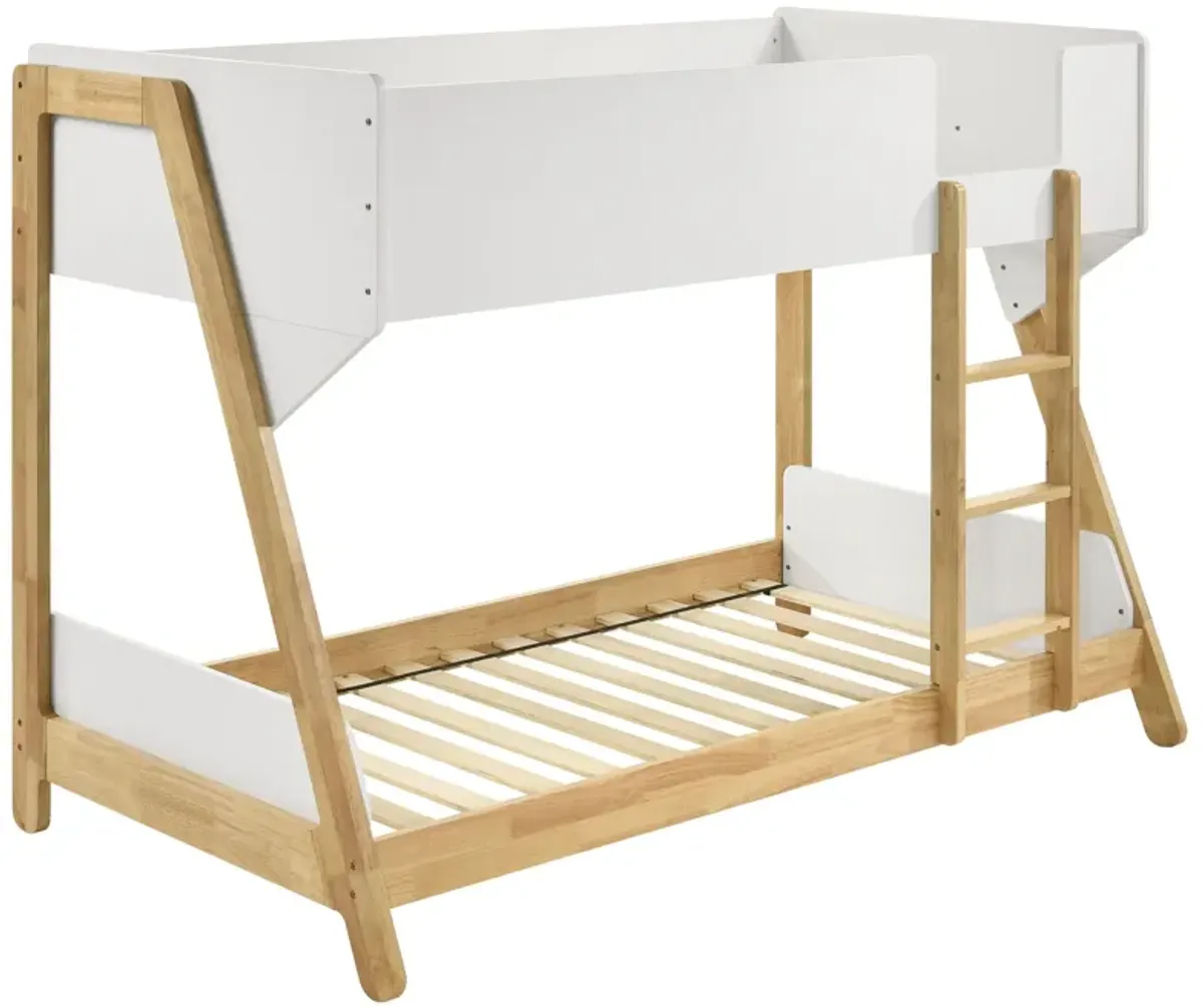 Wyatt - Wood Twin Over Twin Bunk Bed - White And Natural