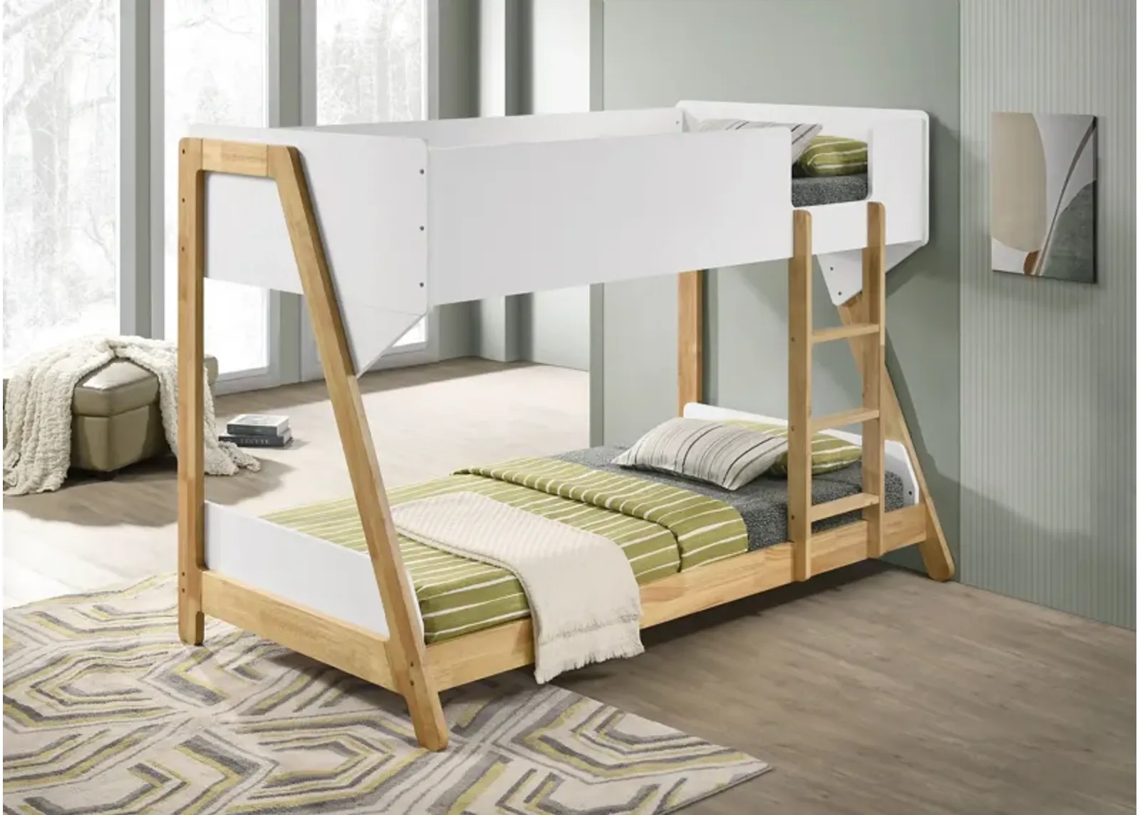 Wyatt - Wood Twin Over Twin Bunk Bed - White And Natural