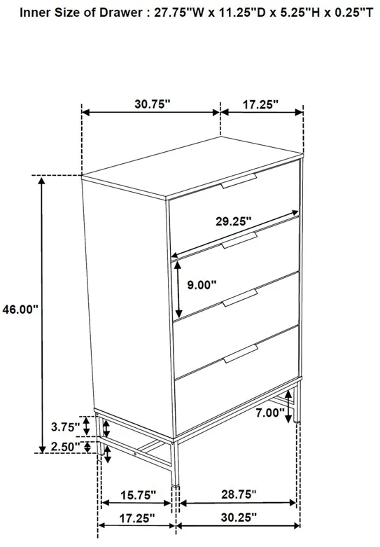 Sonora - 4-Drawer Bedroom Chest - White