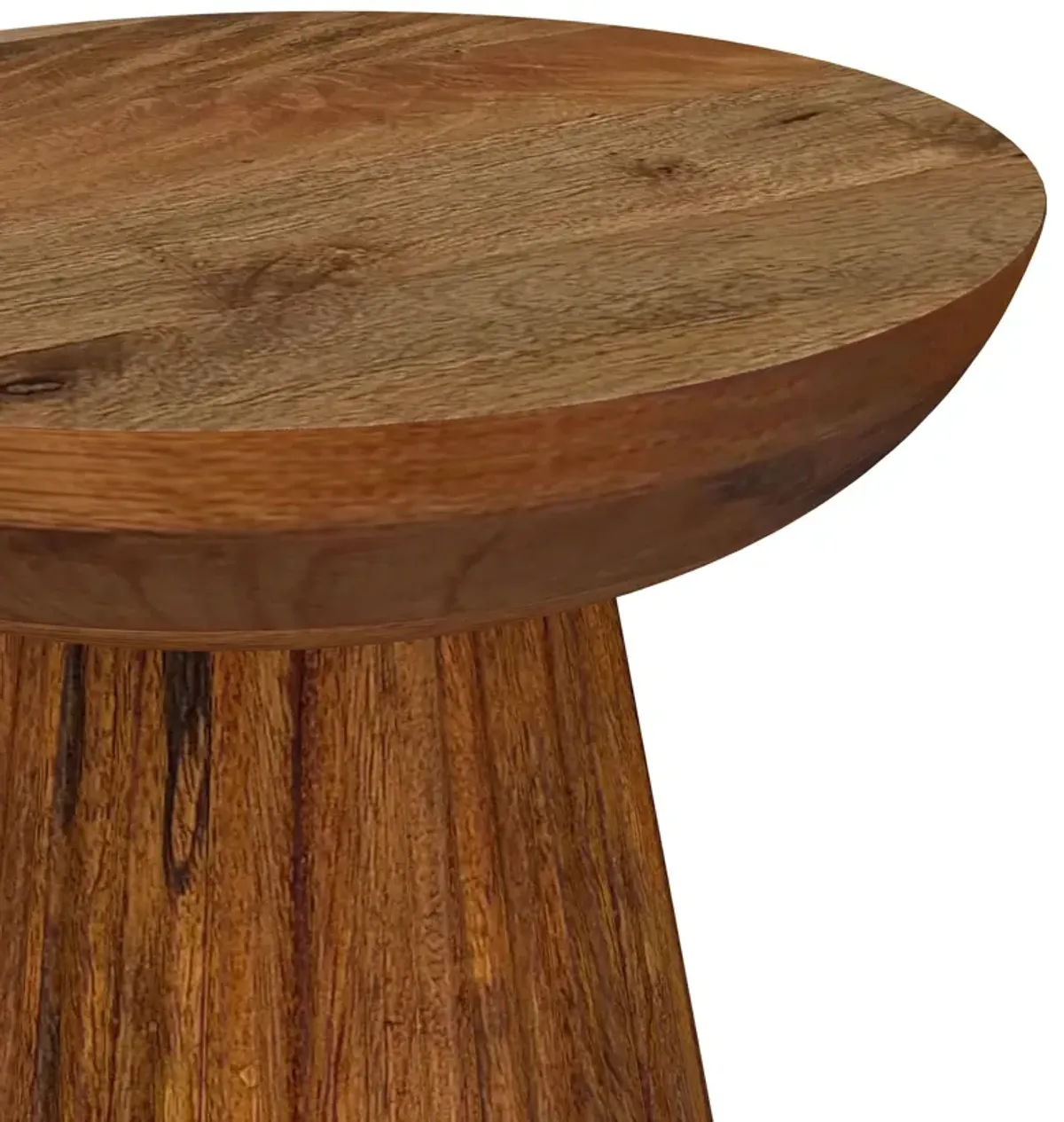 Aureo - Round Solid Wood Accent Side Table - Wild Honey