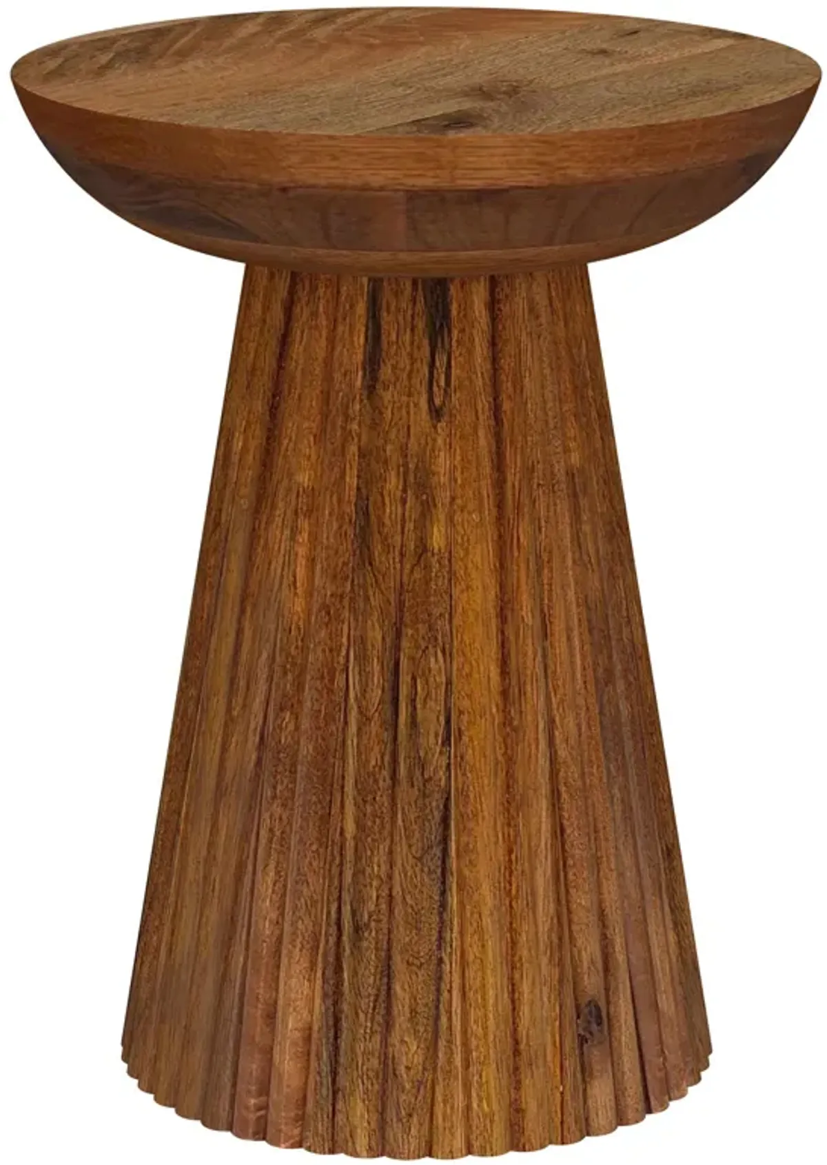 Aureo - Round Solid Wood Accent Side Table - Wild Honey