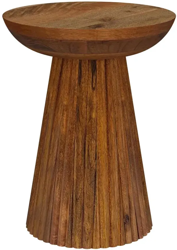 Aureo - Round Solid Wood Accent Side Table - Wild Honey