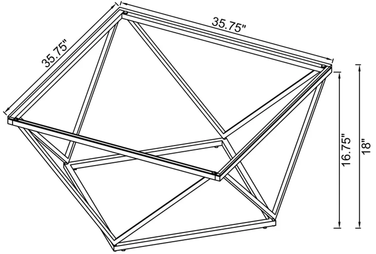 Brittania - Square Glass Top Geometric Coffee Table - Nickel