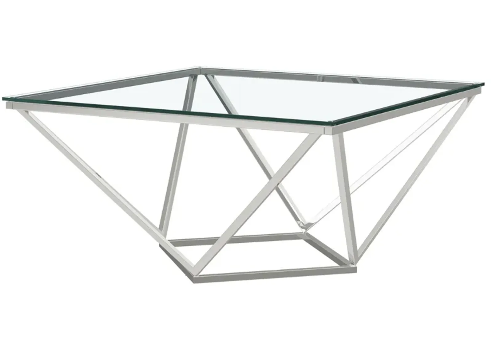 Brittania - Square Glass Top Geometric Coffee Table - Nickel