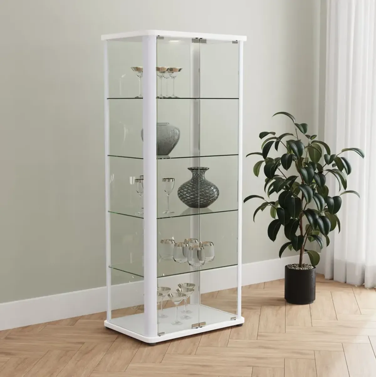 Aero - 5-Shelf Display Curio Cabinet With Led Lighting