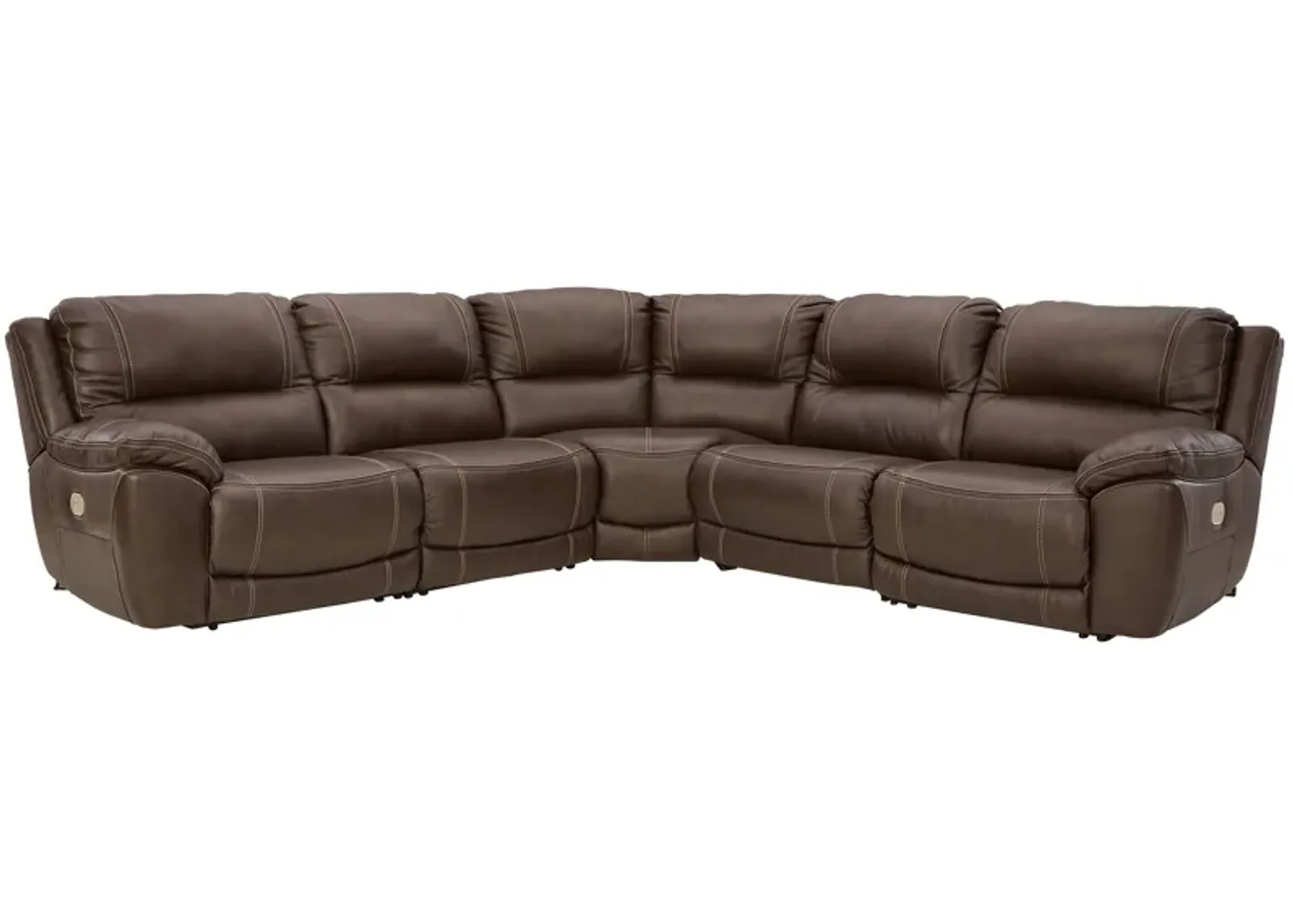 Dunleith - Chocolate - 5-Piece Power Reclining Sectional