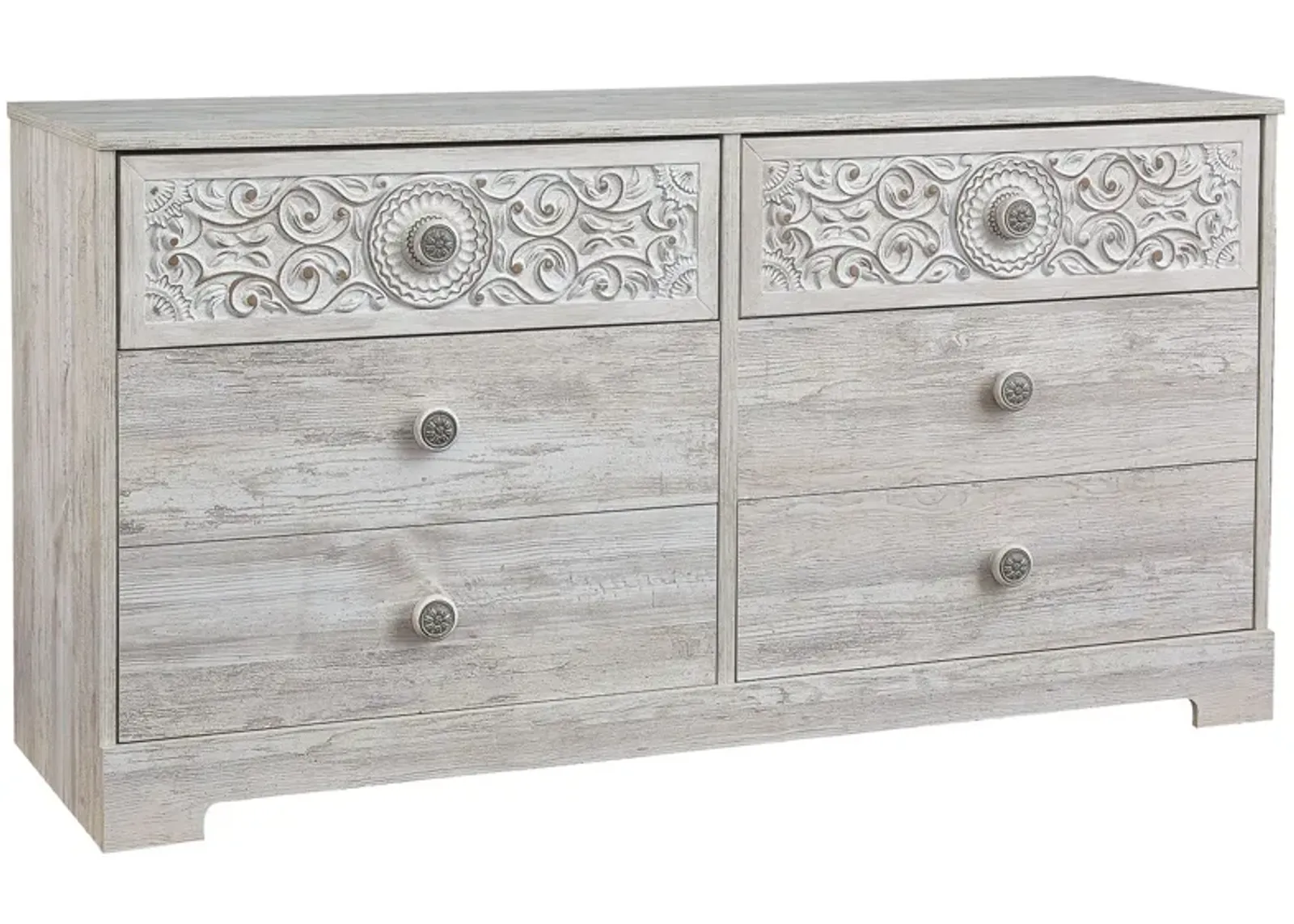 Paxberry - Whitewash - Six Drawer Dresser - Vinyl-Wrapped