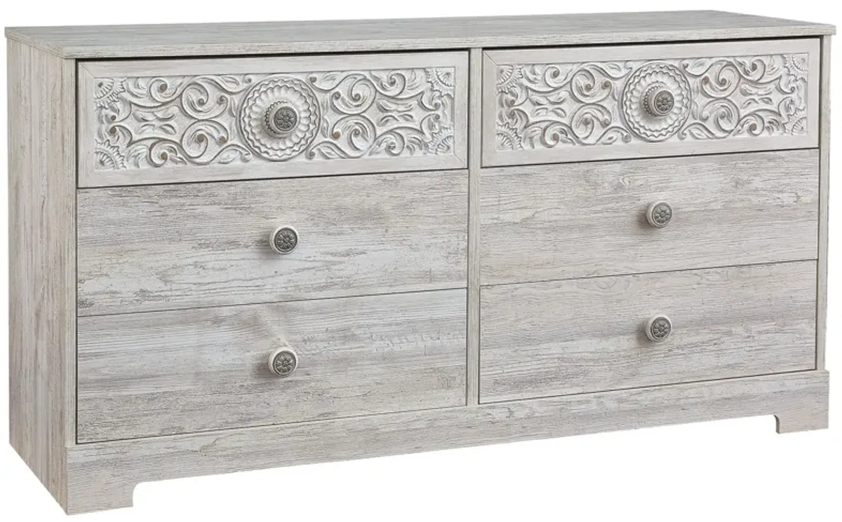 Paxberry - Whitewash - Six Drawer Dresser - Vinyl-Wrapped