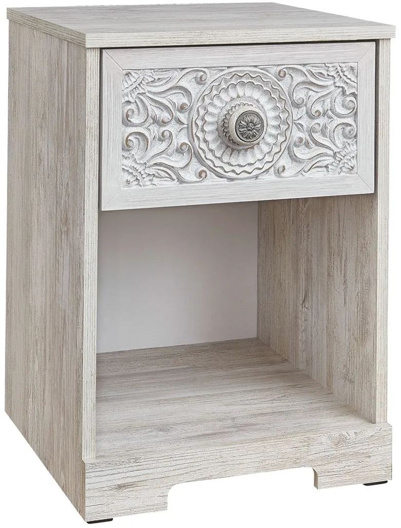 Paxberry - Whitewash - One Drawer Night Stand