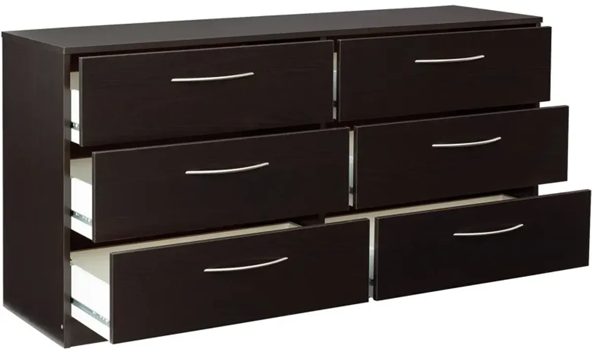 Finch - Black - Six Drawer Dresser