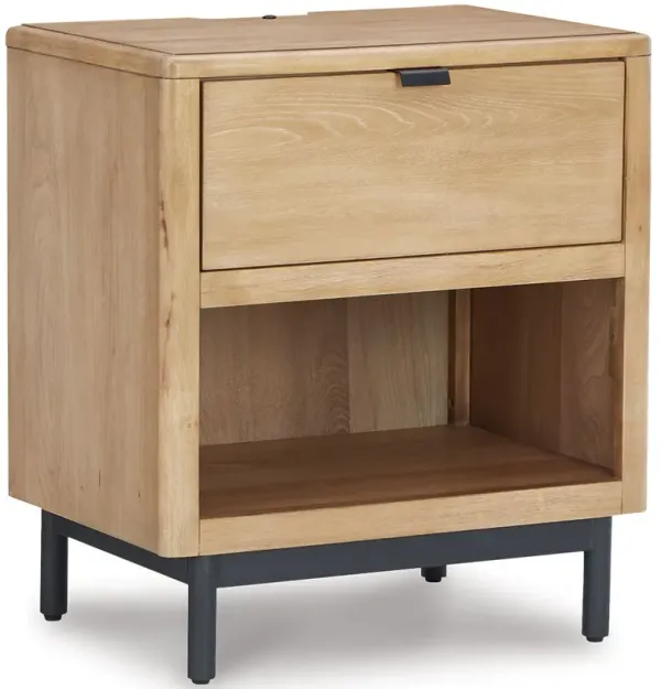 Freslowe - Light Brown / Black - One Drawer Night Stand