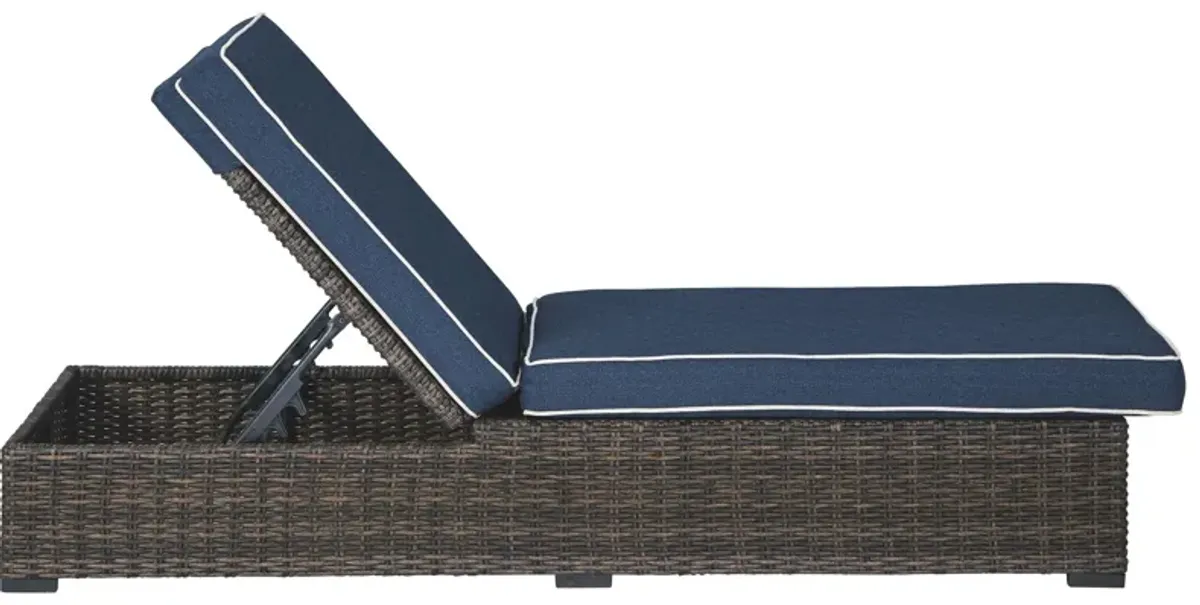 Grasson - Brown / Blue - Chaise Lounge With Cushion