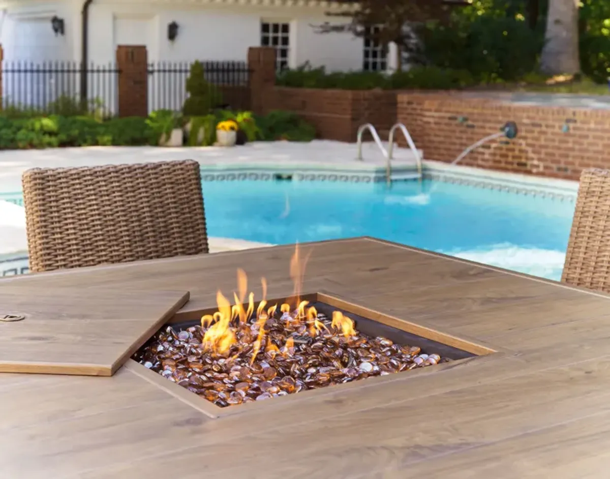 Walton Bridge - Driftwood - Square Bar Table W/Fire Pit