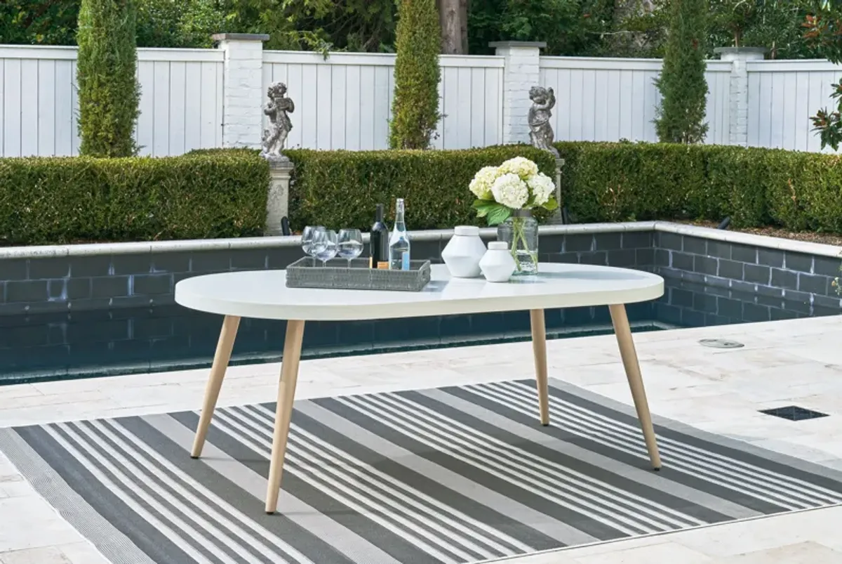 Seton Creek - Oval Dining Table With Umb Opt - White