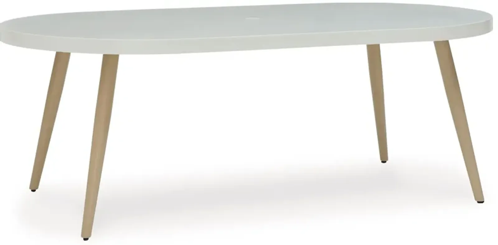 Seton Creek - White - Oval Dining Table With Umb Opt