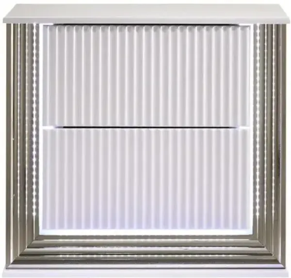 Nightstand With 2 Drawer Stunning Bright Led - White