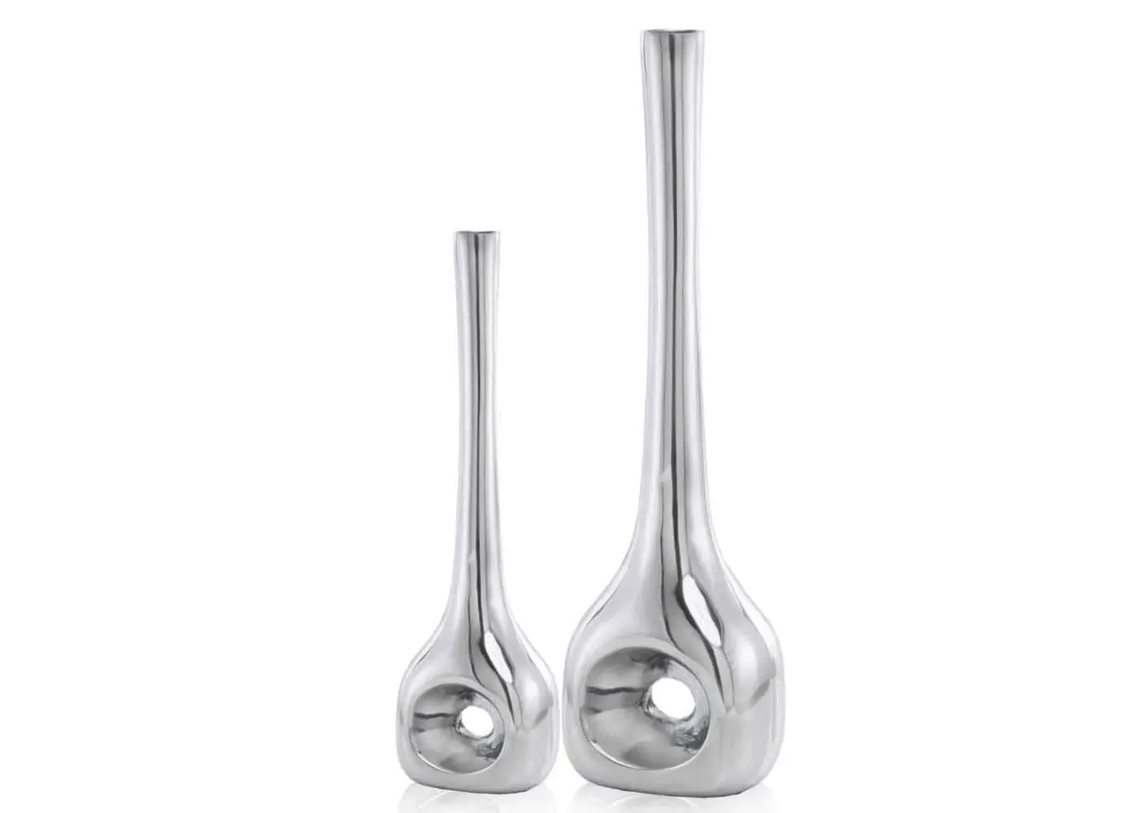 Hole Vases (Set of 2) - Buffed Silver