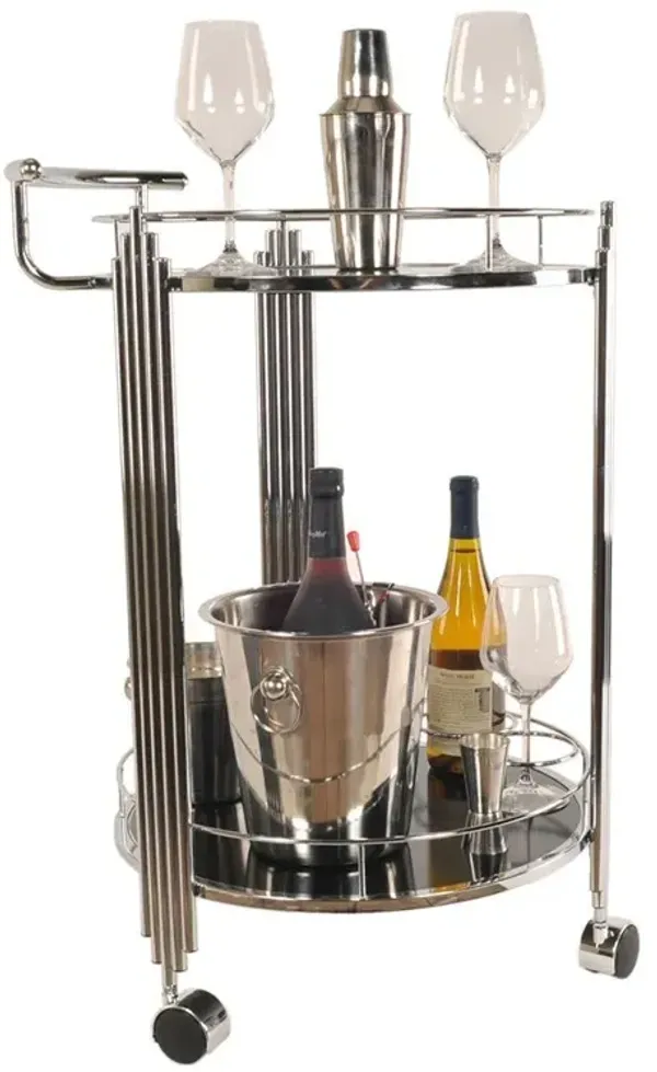 Round 2 Tier Rolling Serving Or Bar Cart - Chrome