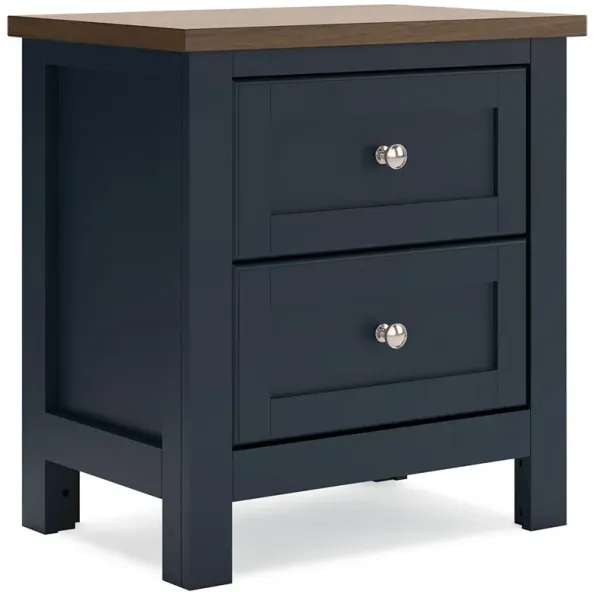 Landocken - Two Drawer Night Stand - Brown / Blue