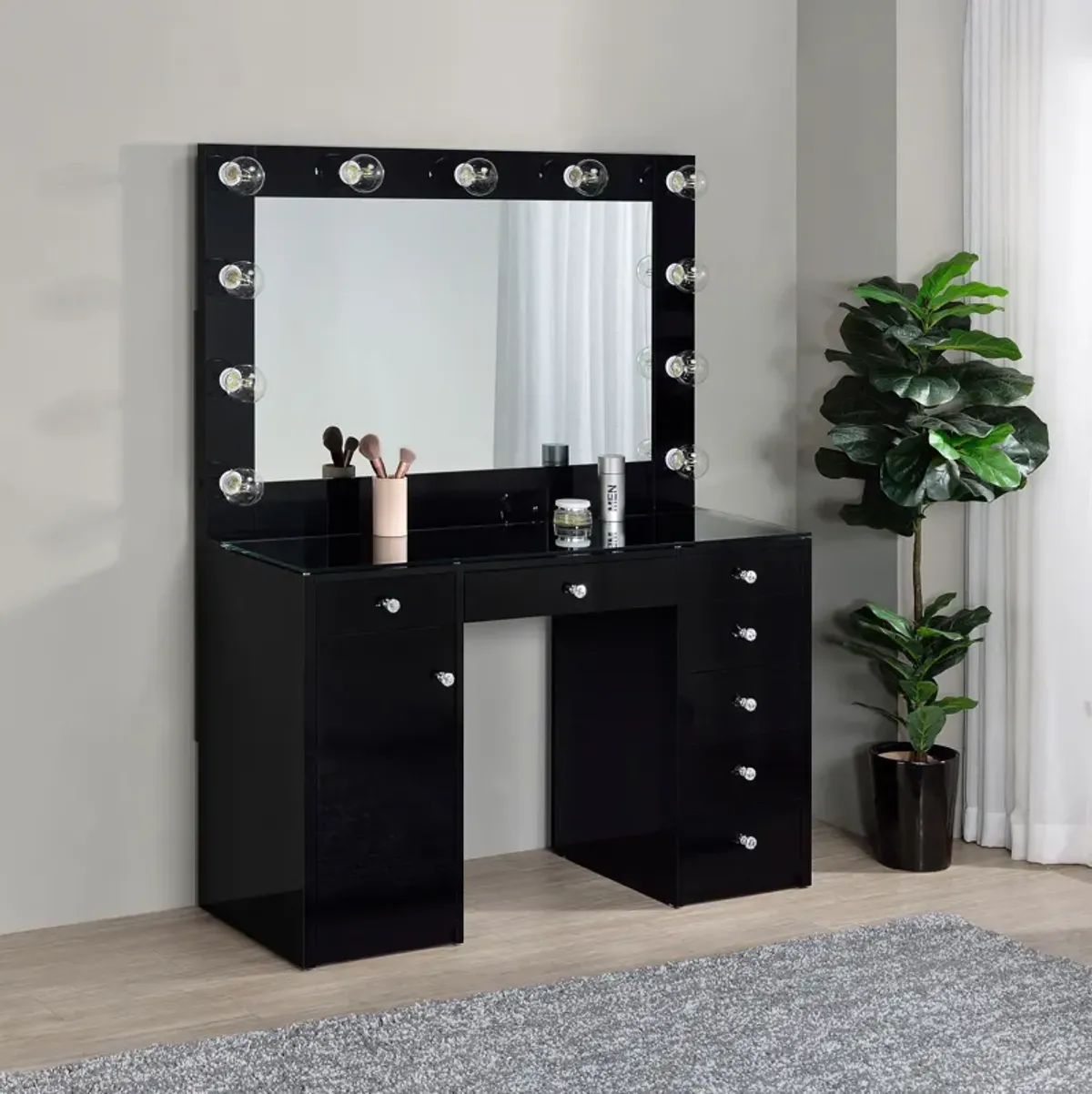 Acena - 7-Drawer Vanity Set With Lighting