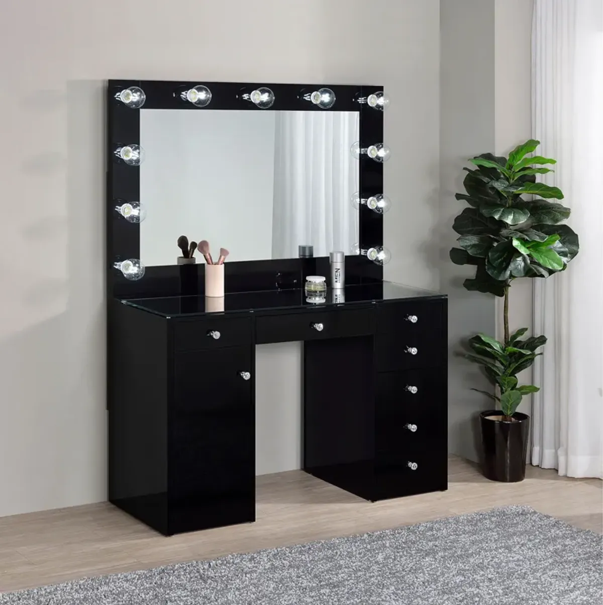 Acena - 7-Drawer Vanity Set With Lighting