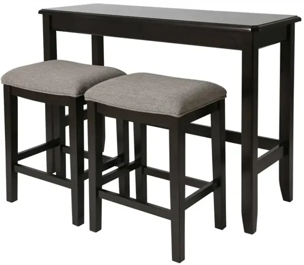 Perfecto Finish Sofa Table With Two Bar Stools - Espresso