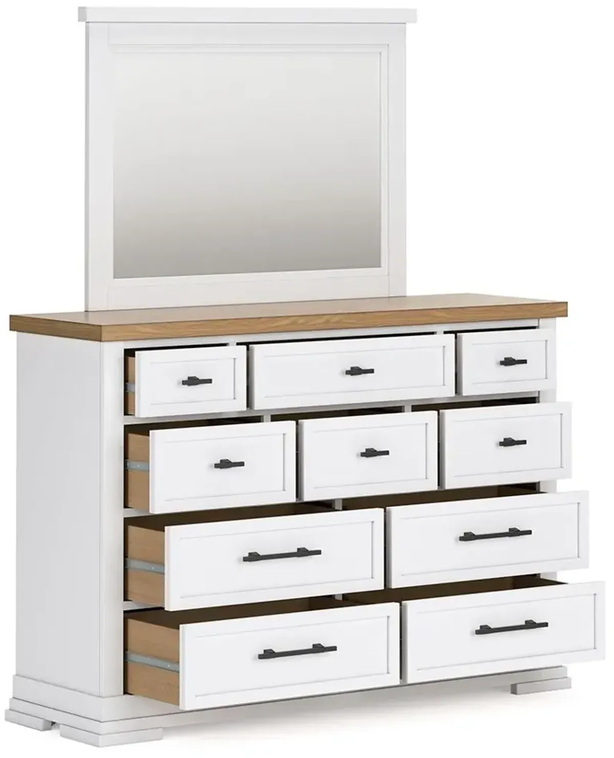 Ashbryn - White / Natural - Dresser And Mirror