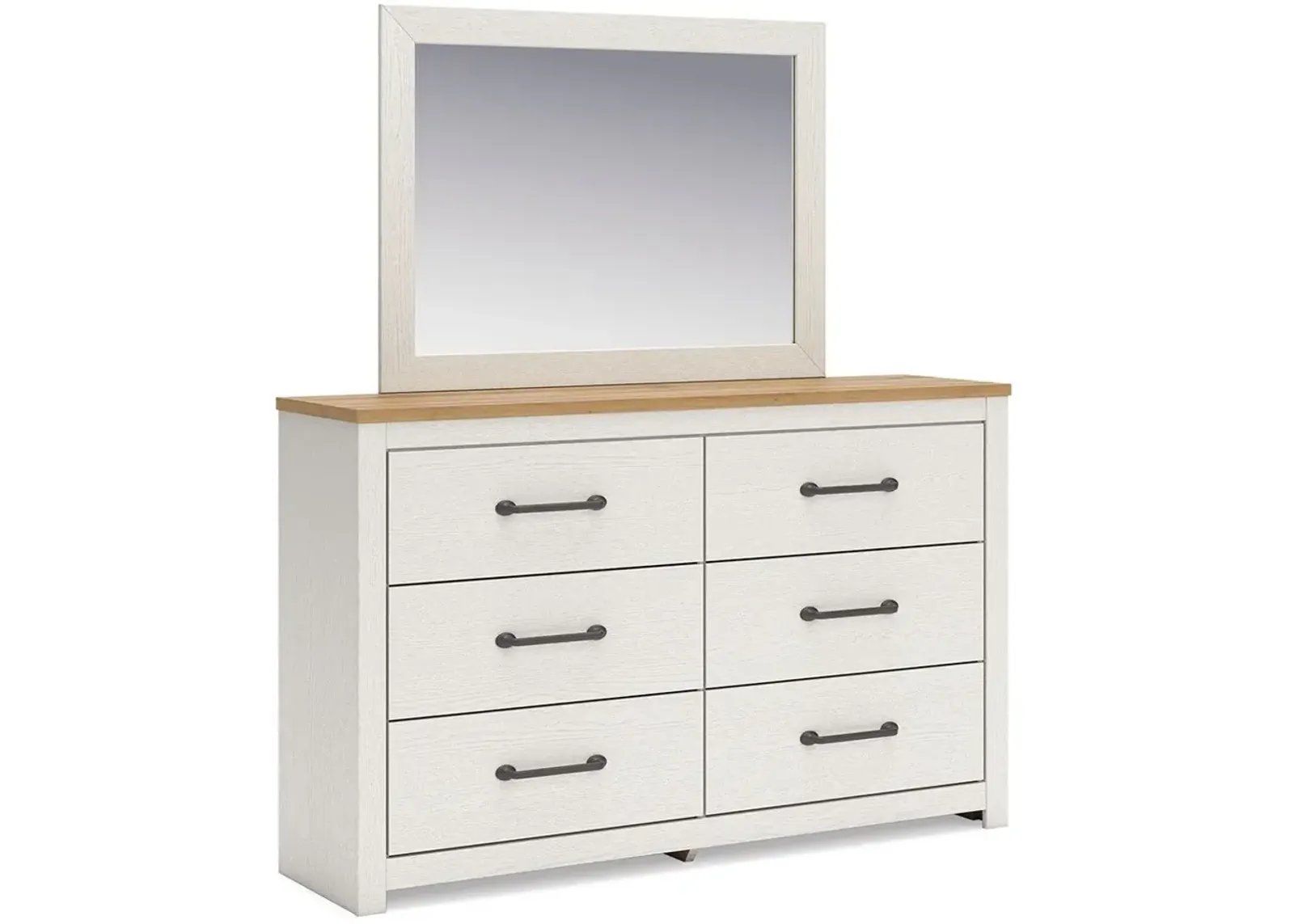 Linnocreek - White / Warm Brown - Dresser And Mirror