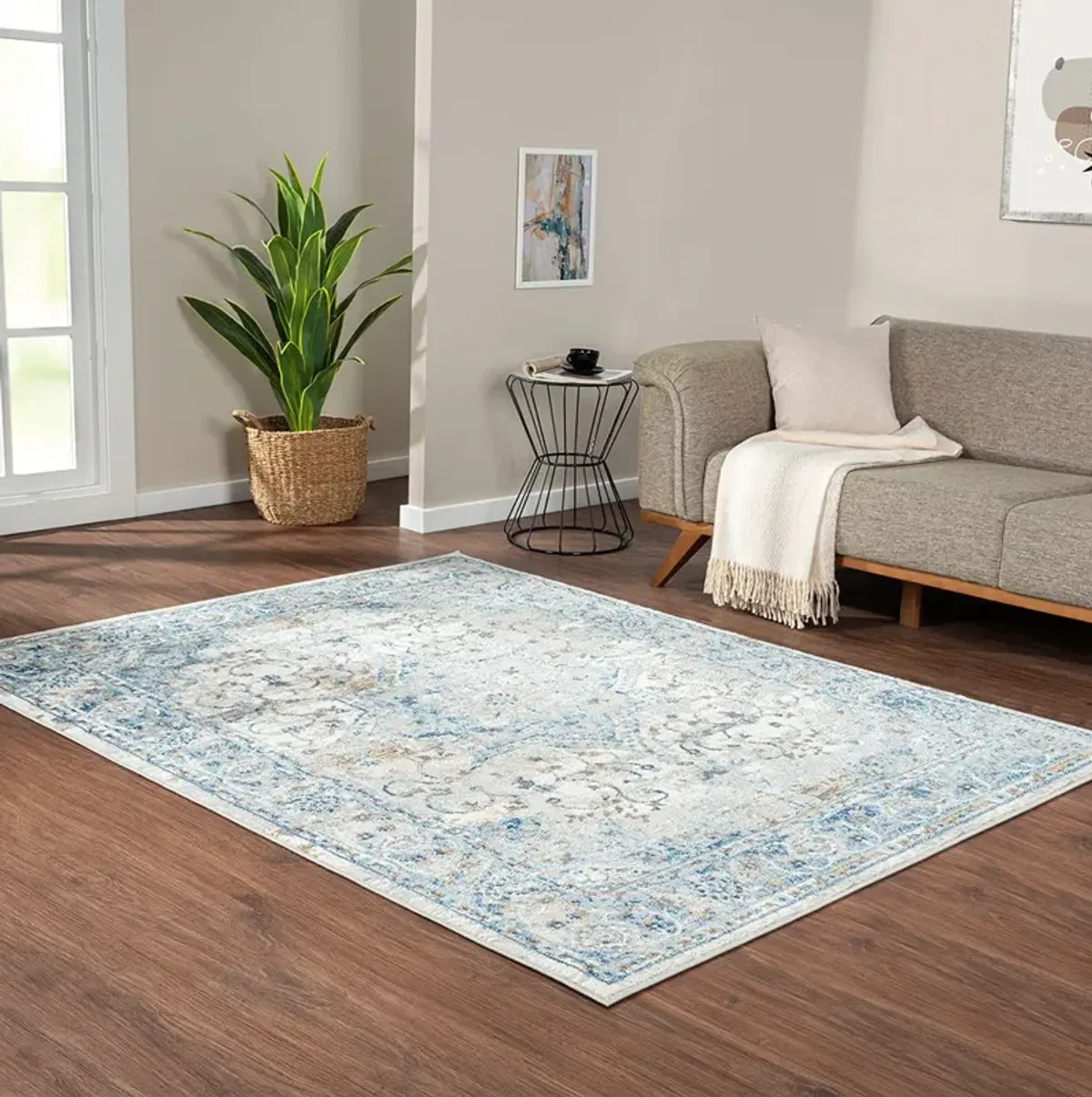 Frances - Medallion Woven Area Rug - Blue