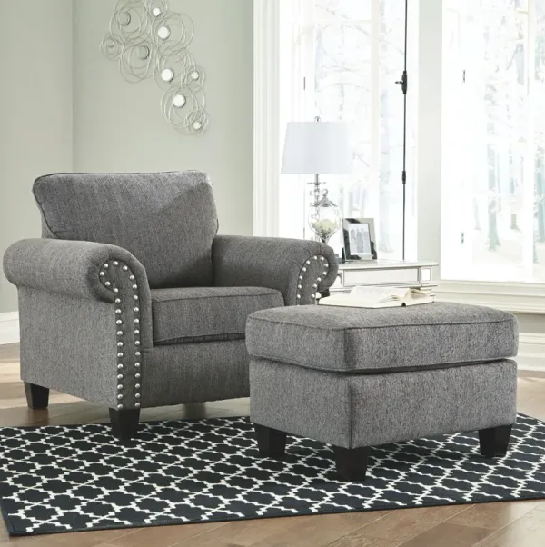 Agleno - Charcoal - 2 Pc. - Chair With Ottoman