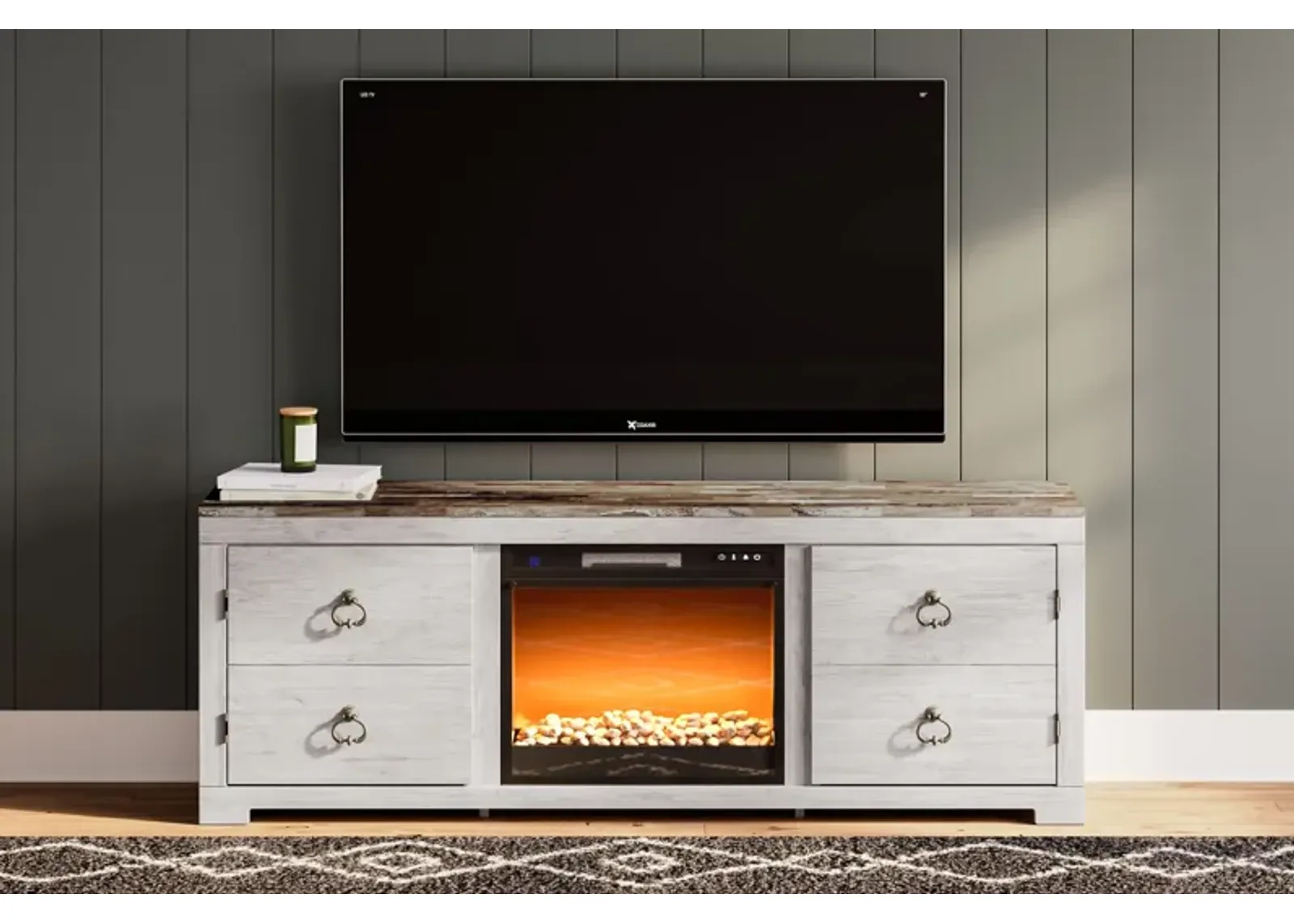 Willowton - 72" TV Stand With Fireplace Insert