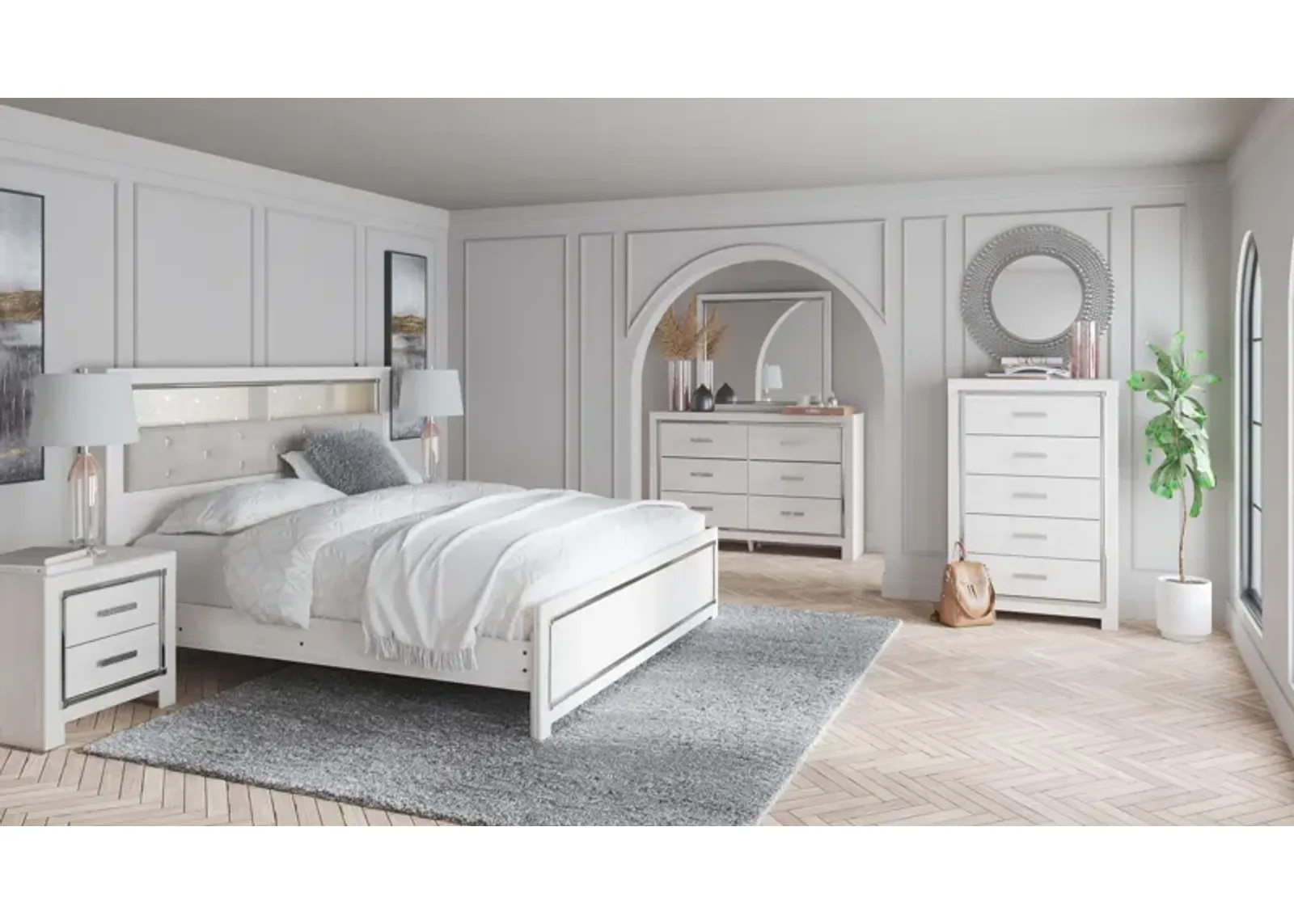 Altyra - Dresser, Mirror, Panel Bookcase Bed